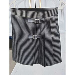 Vintage grunge Academia  Y2K pinstriped skirt pleated, black & white w/buckles